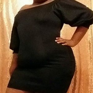 Black Off The Shoulder Plus Size Bodycon Dress